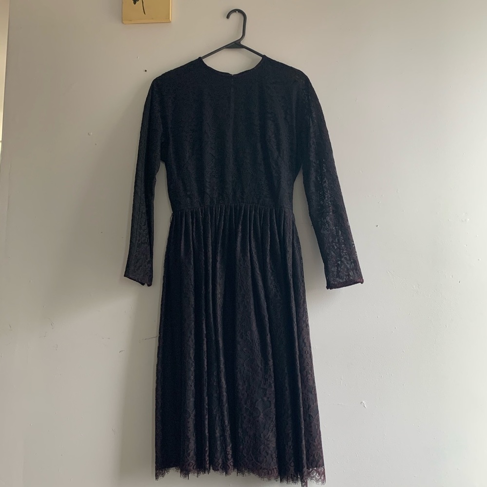 Vintage black lace midi dress